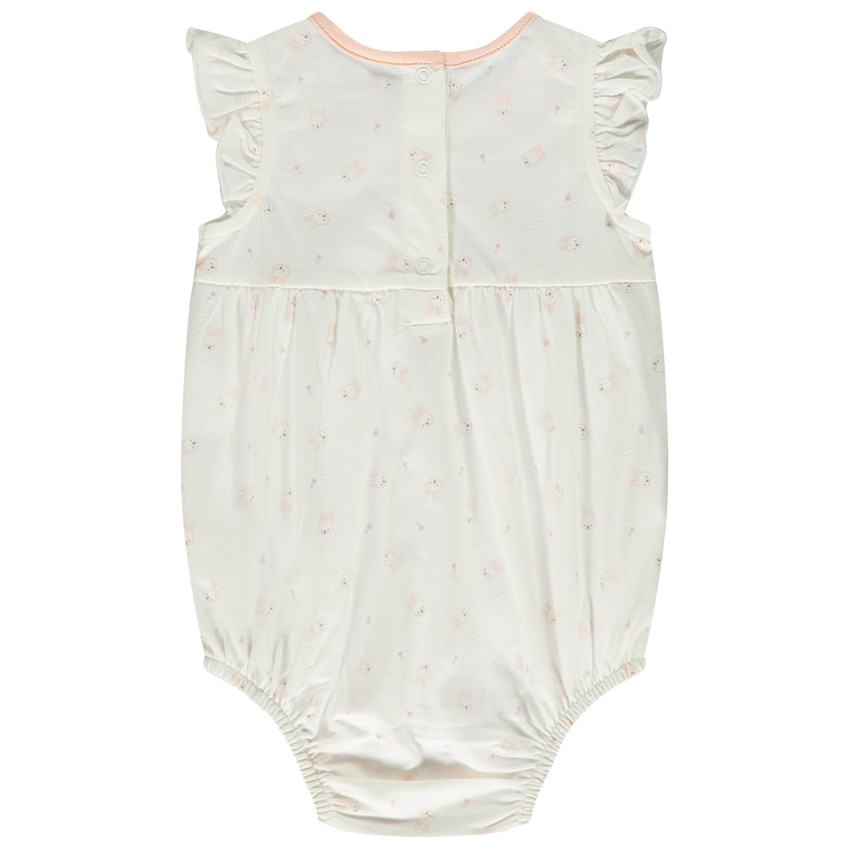Korte jumpsuit in jersey met konijnenprint voor babymeisje 