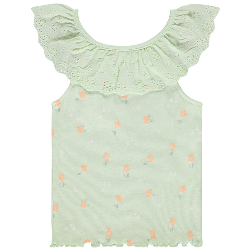 Gaas top met ronde hals en Engels borduursel voor meisjes 