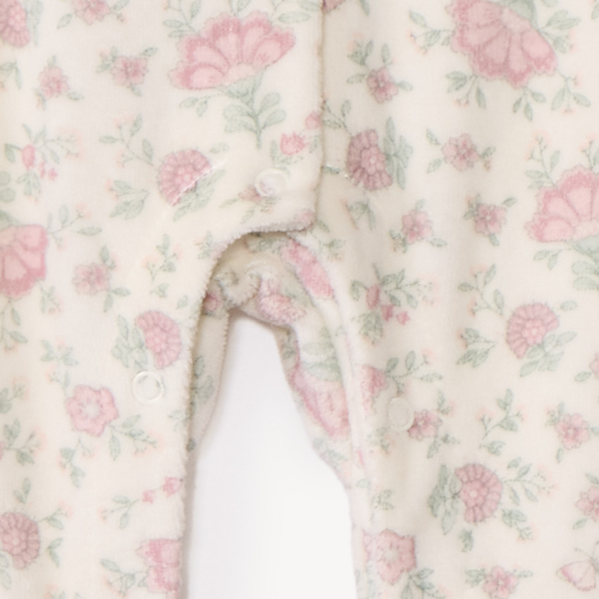 Dors-bien imprimé fleuri + gilet pour bébé fille avec ouvertures différentes selon l'âge 