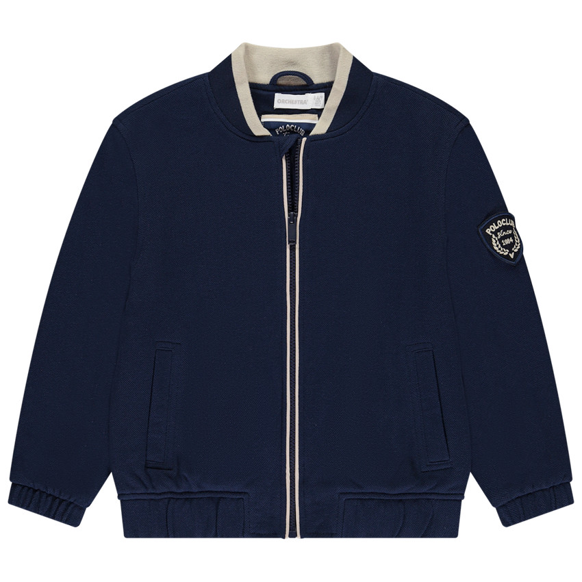 Blouson bomber en piqué avec patch brodé pour garçon 