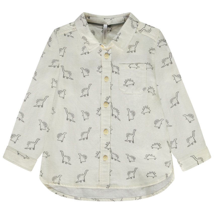 Langarmige Dino-print Hemd voor Baby Jongens 