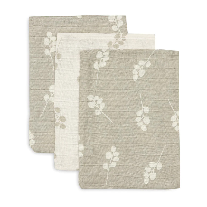 Gant de toilette gaze de coton Twig 3 pièces - Vert Olive 