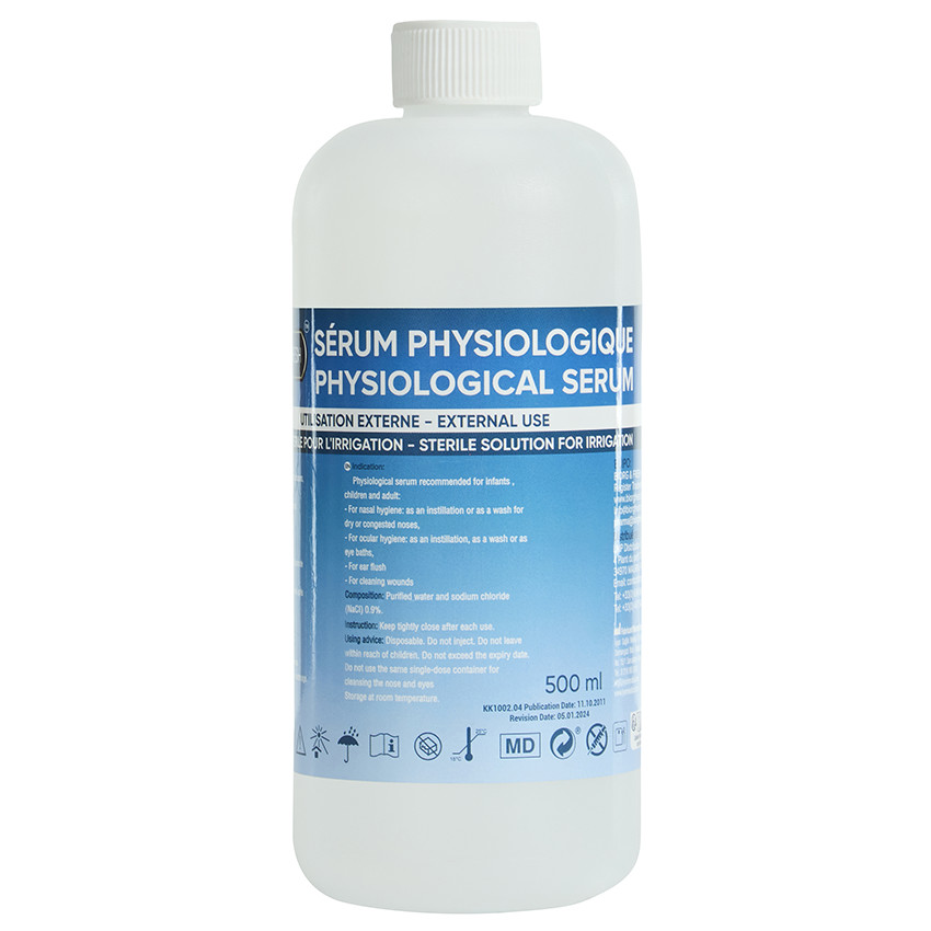 Flacon de sérum physiologique 500 ml 