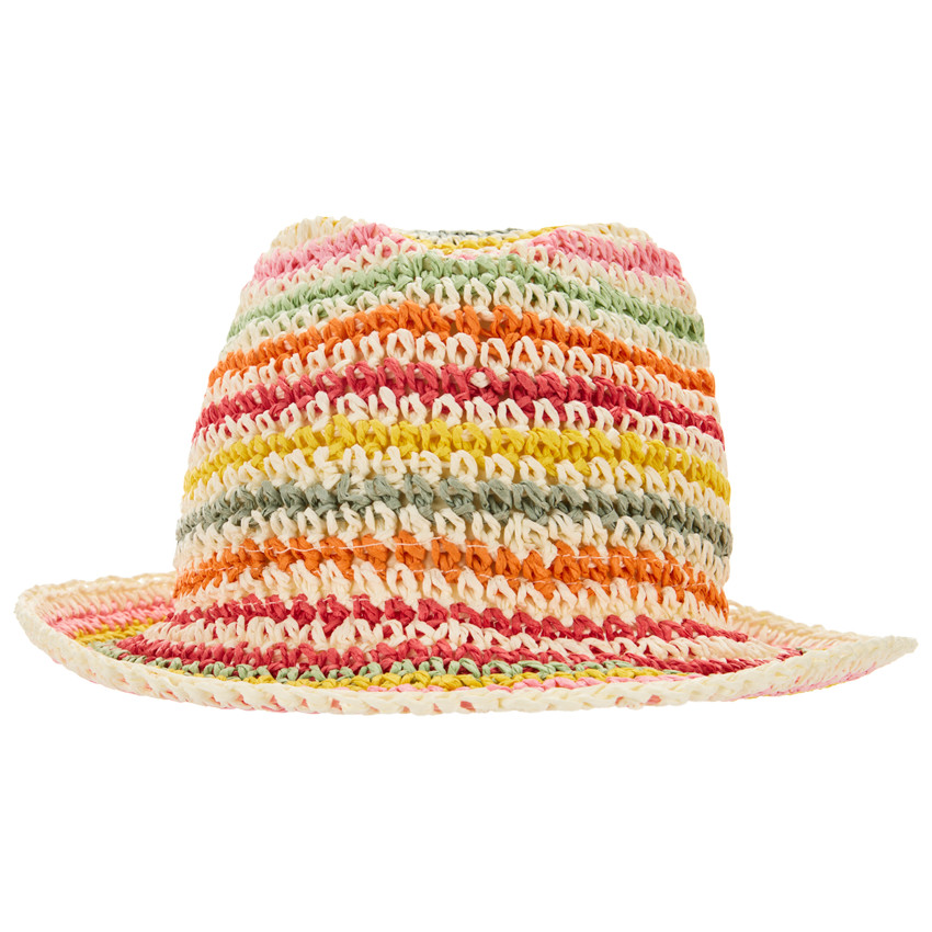 Chapeau trilby en paille multicolore pour bébé fille 