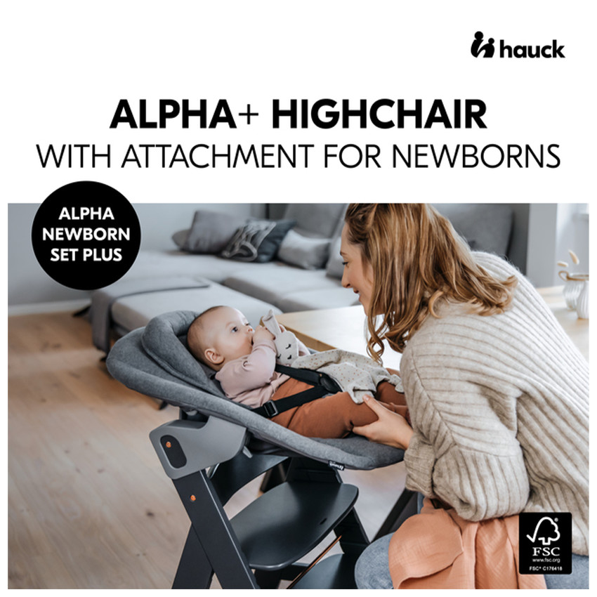 Set Chaise haute Alpha évolutieve avec Newborn Set Plus Dark Grey 