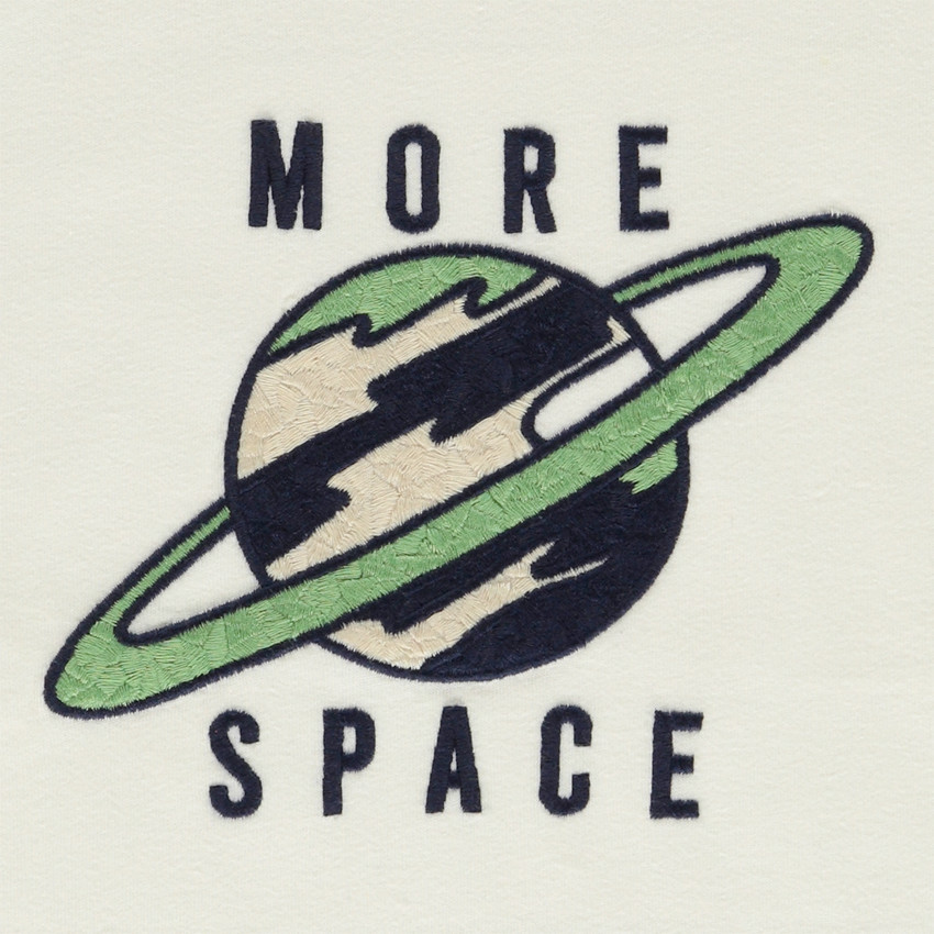 T-shirt manches courtes patch brodé planète pour garçon 