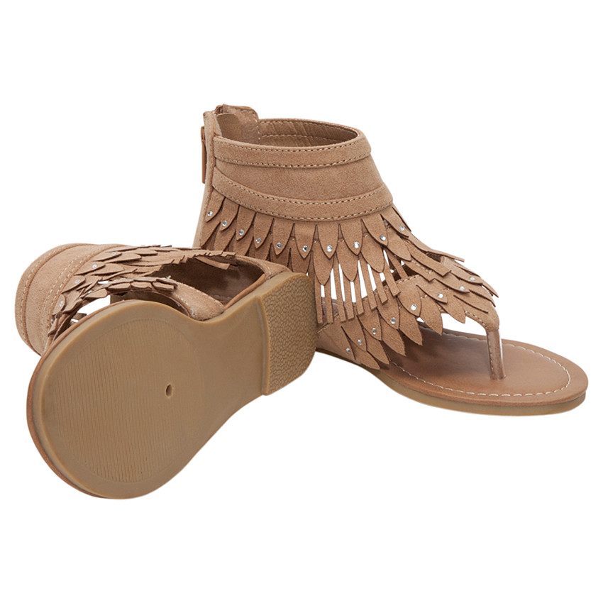 Sandalen met daimeffect en franjes 