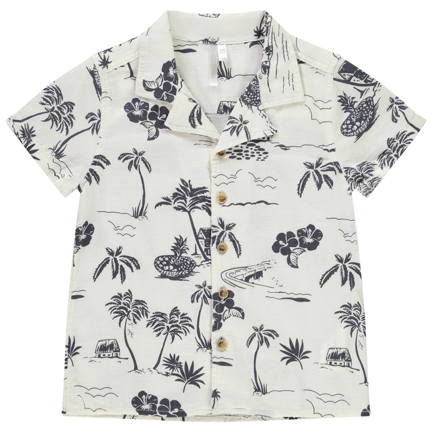 Chemise manches courtes imprimé île tropicale pour bébé garçon 