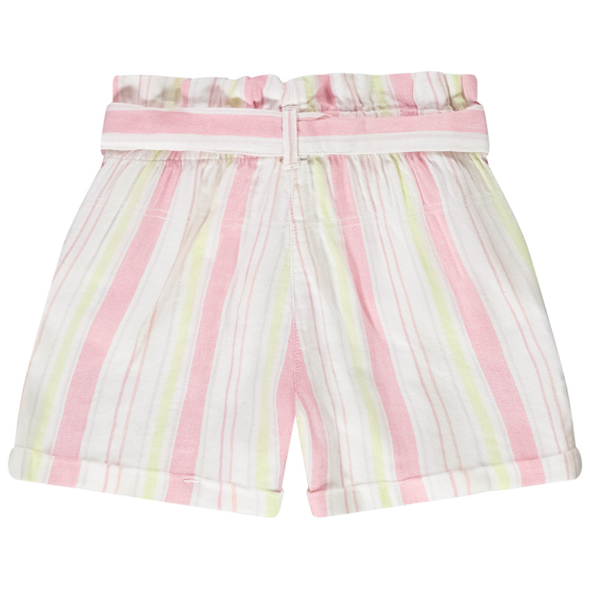 Korte vloeiende stofshort met strepen en riem voor meisje 