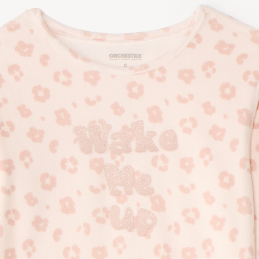 Pyjama 2 pièces en velours pour fille avec imprimé léopard 