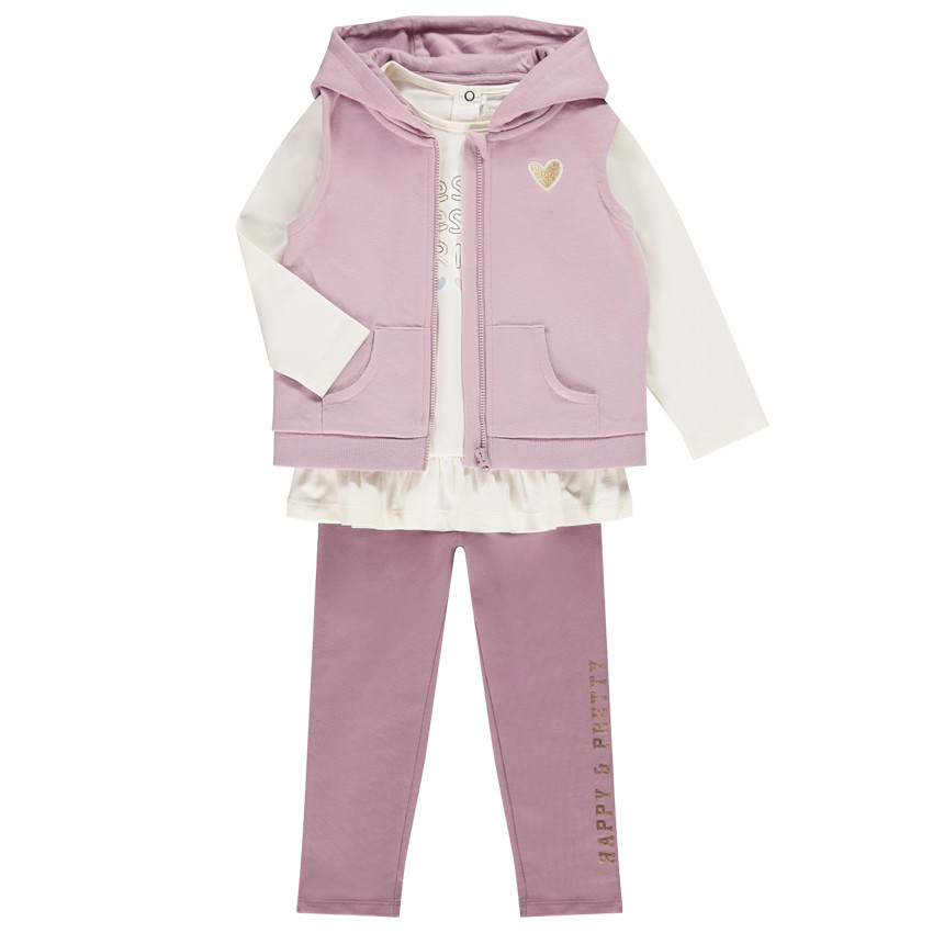 Vest zonder mouwen + T-shirt met lange mouwen + Legging voor baby meisje 