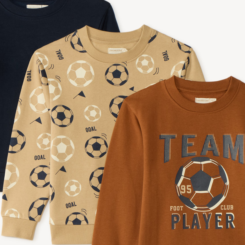 Lot de 3 sweats garçon motif football  