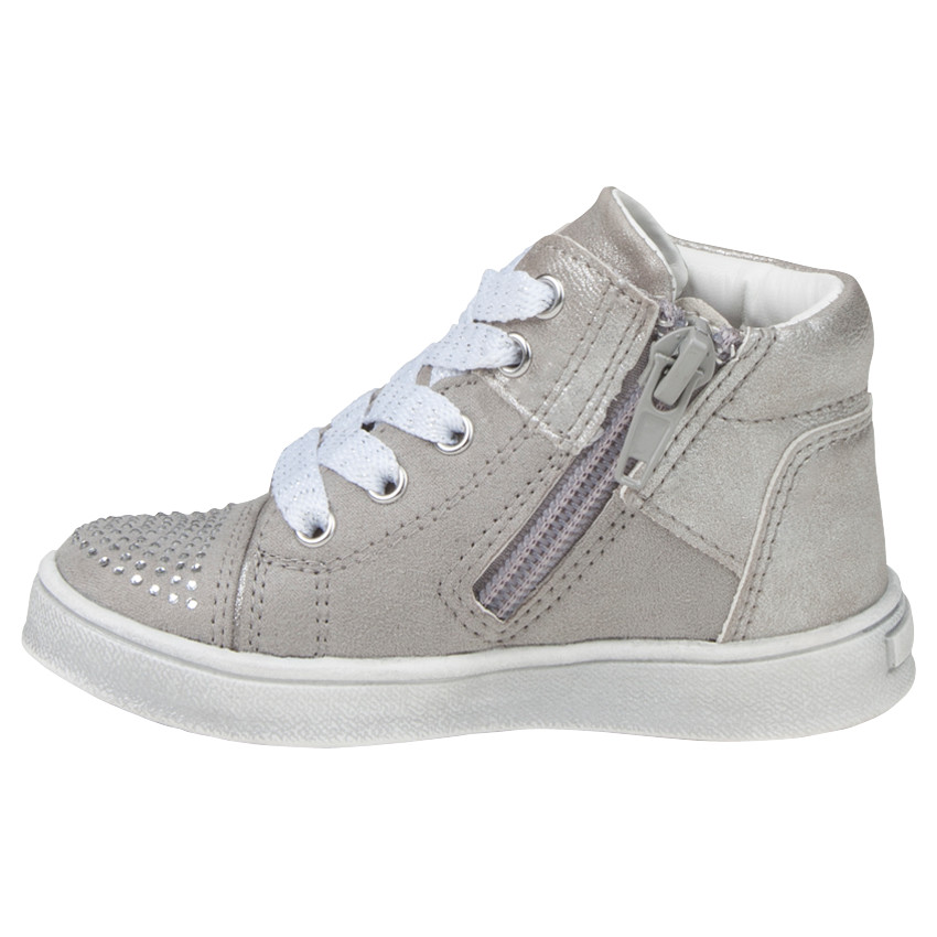 Laarsjes zilverkleur met strass 