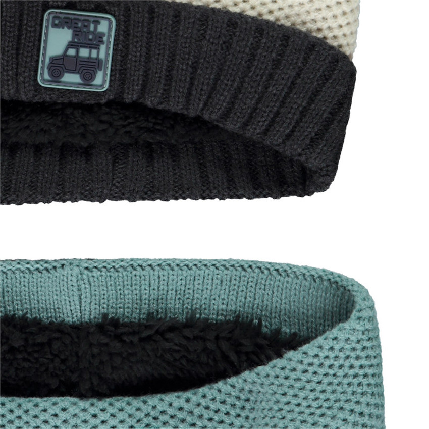 Ensemble bonnet + snood doublé en sherpa pour garçon  