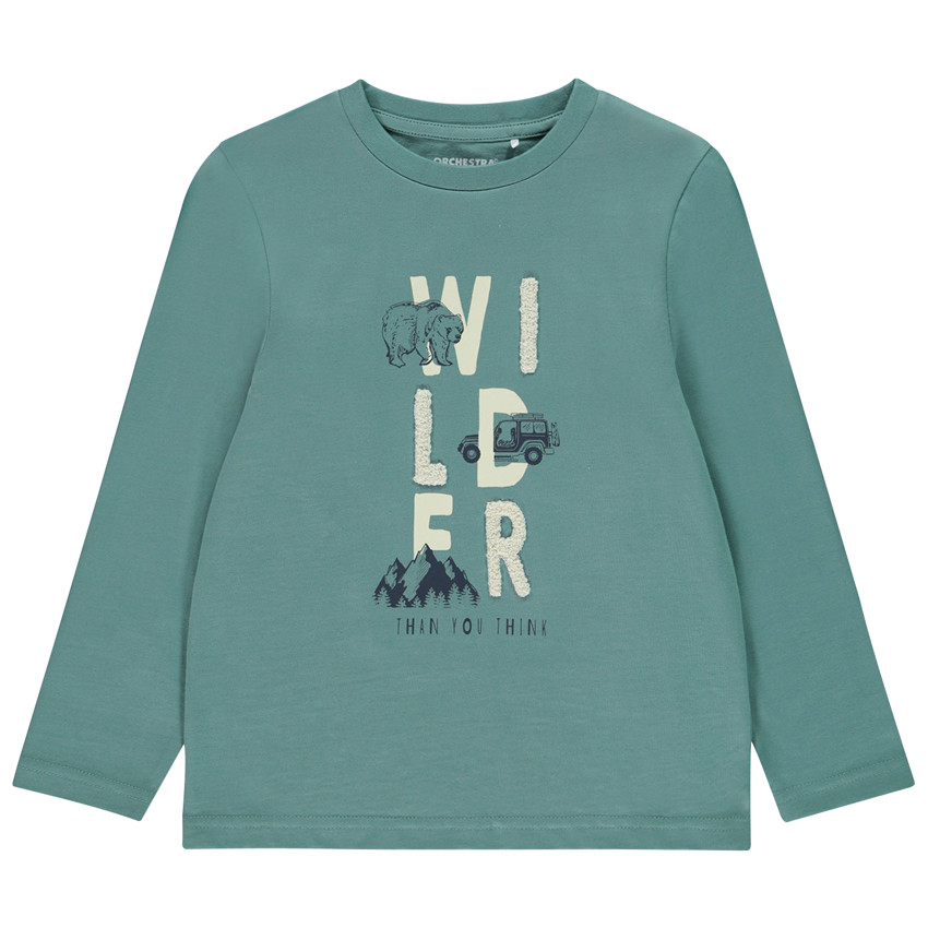 T-shirt manches longues à patchs bouclettes pour garçon 