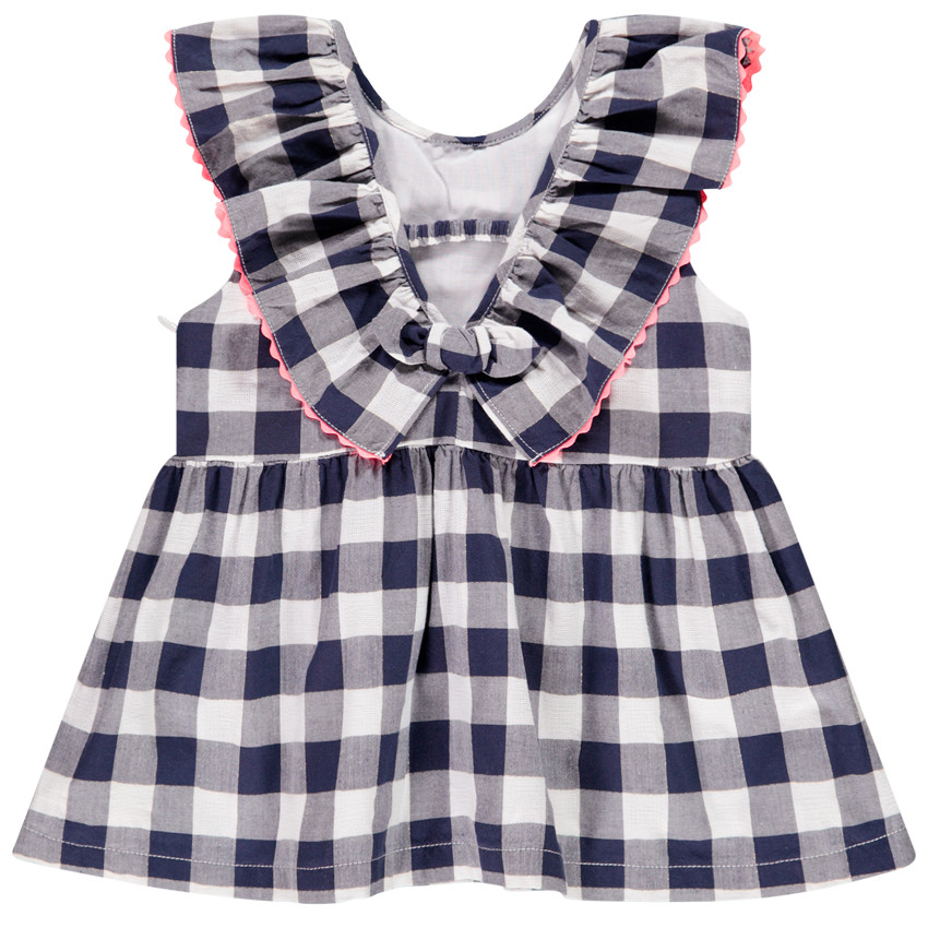 Tunique manches courtes à carreaux pour bébé fille 