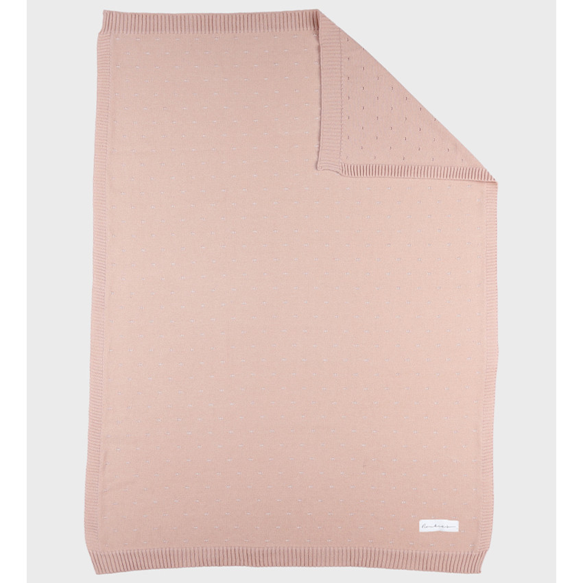 Couverture tricot bio 75x100 Powder Pink MM24 