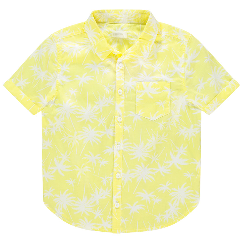 Chemise manches courtes à palmiers imprimés all-over 