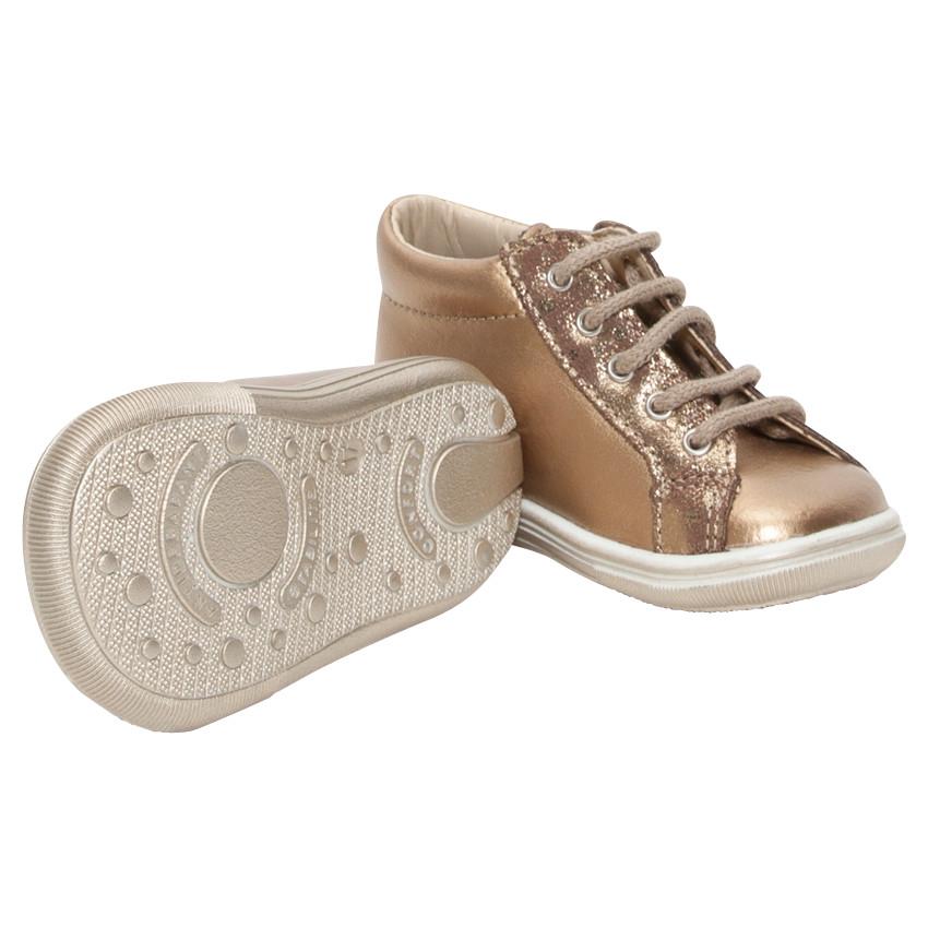 Gouden laarzen uit leder met opgestikte strik 