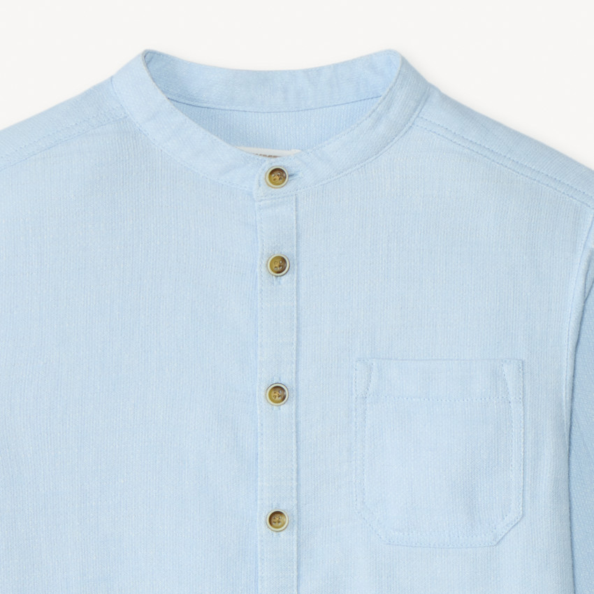 Chemise manches longues à col mao pour garçon 