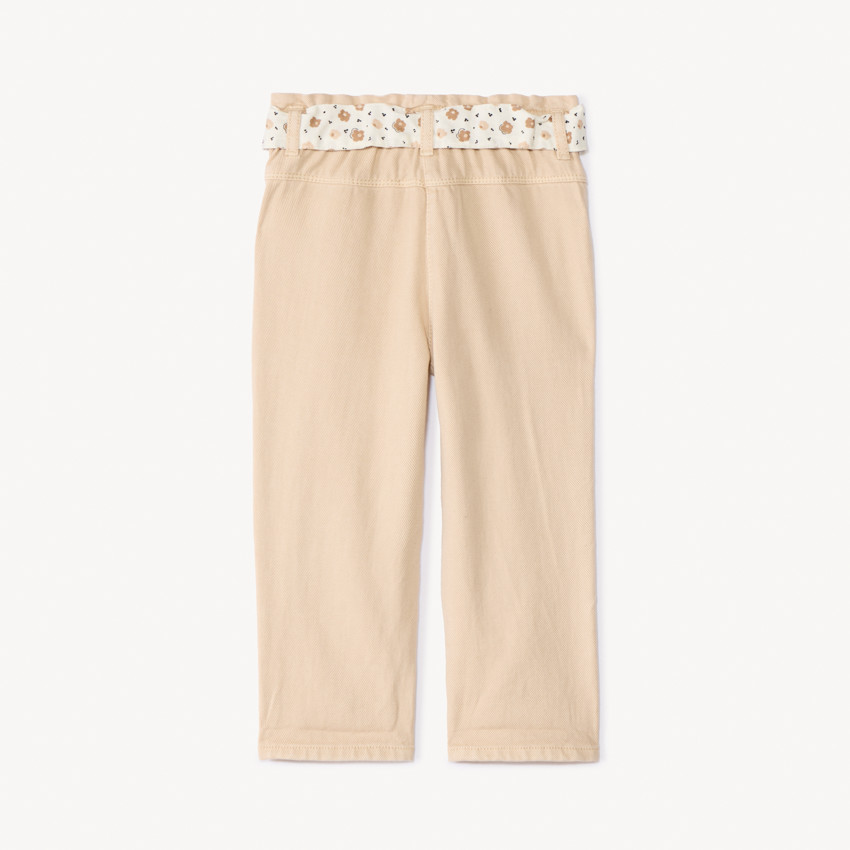 Jean droit avec ceinture fleurie pour bébé fille 