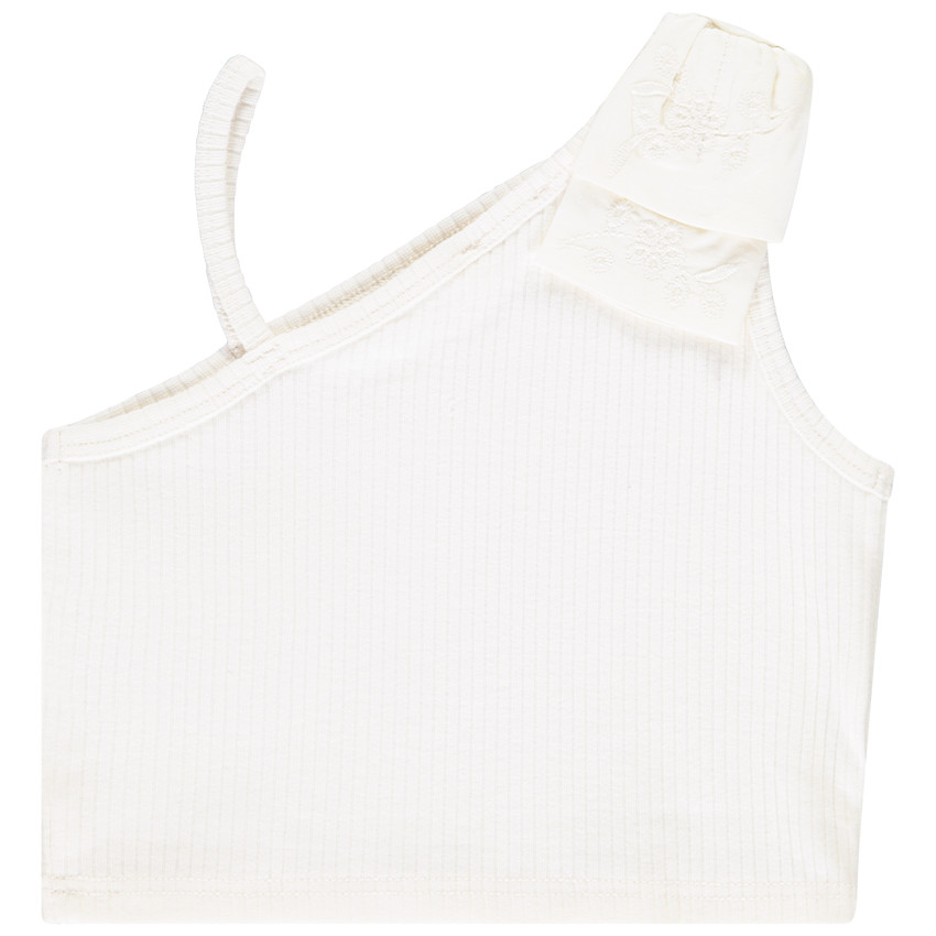 Mouwloos ribbed shirt met strik op de schouder voor meisjes 