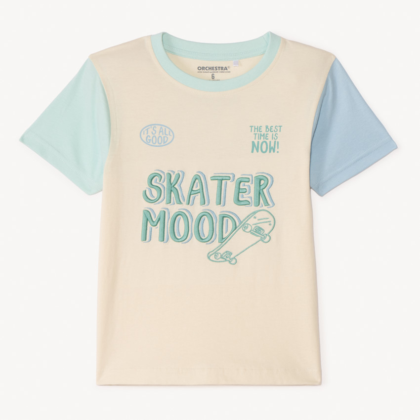 T-shirt met korte mouwen met 3D-geborduurd voor jongens 