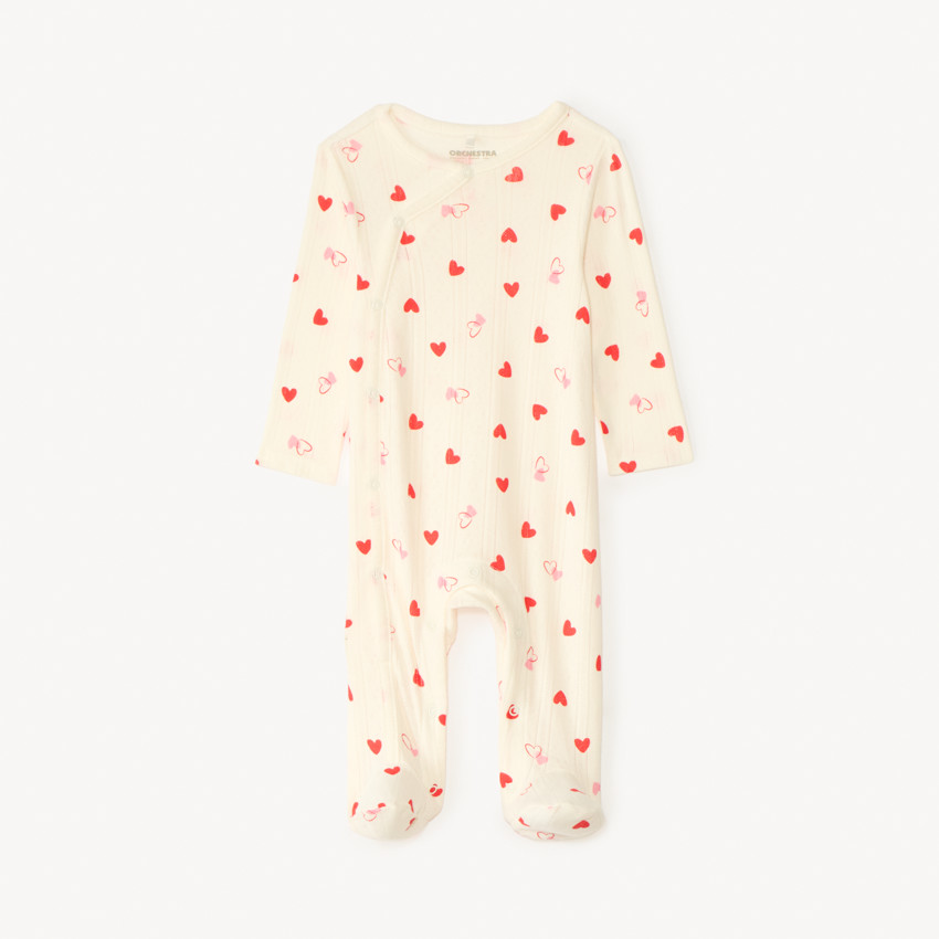 Pyjama in gaas met hartjesprint voor meisjes (openingen variëren naargelang de leeftijd) 