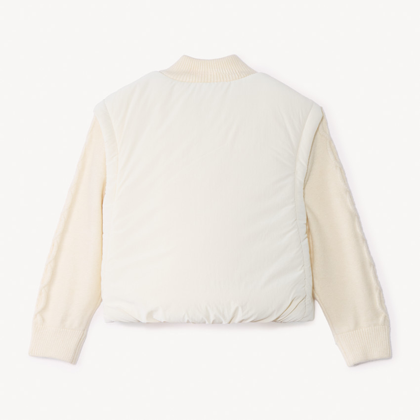 Donsjas van stof en gebreid met opstaande kraag voor meisjes 