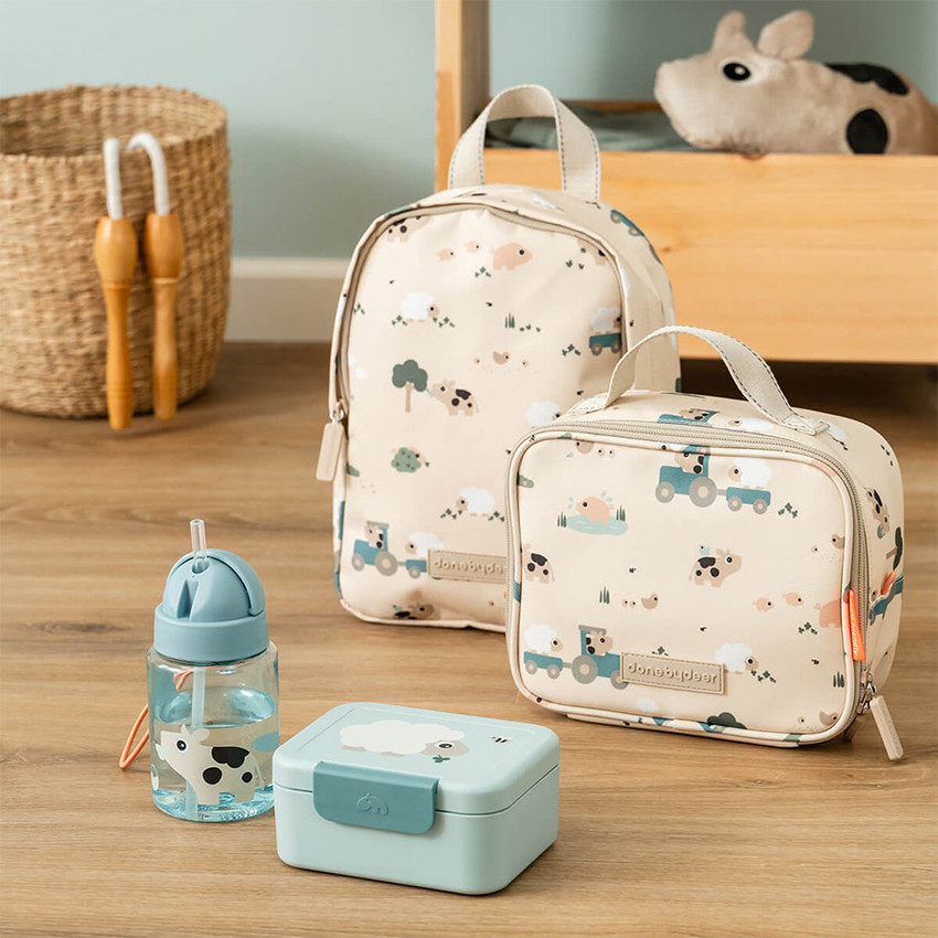 Snackbox avec piques snack Tiny Farm Bleu 