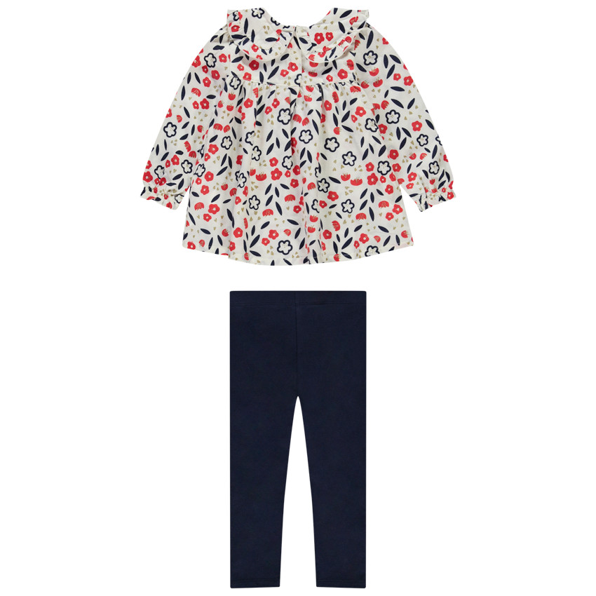 Ensemble 2 pièces imprimé fleuri pour bébé fille 