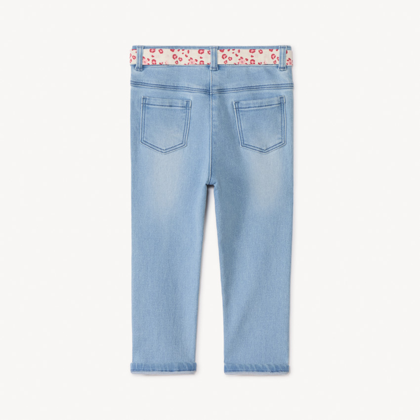 Jeans droit avec ceinture à nouer pour bébé fille 