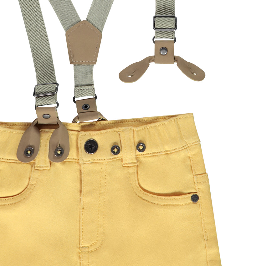 Bermuda en denim avec bretelles amovibles pour bébé garçon 