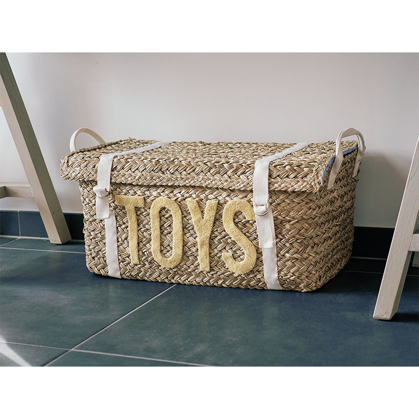 Paniers de rangement sous forme de coffres en Rotin Jaune 2pcs 