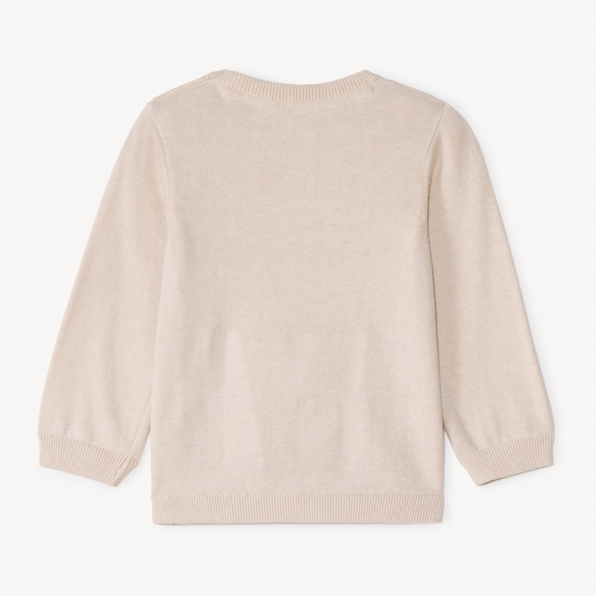 Trui van eenkleurig gedraaid breiwerk voor babyjongen 