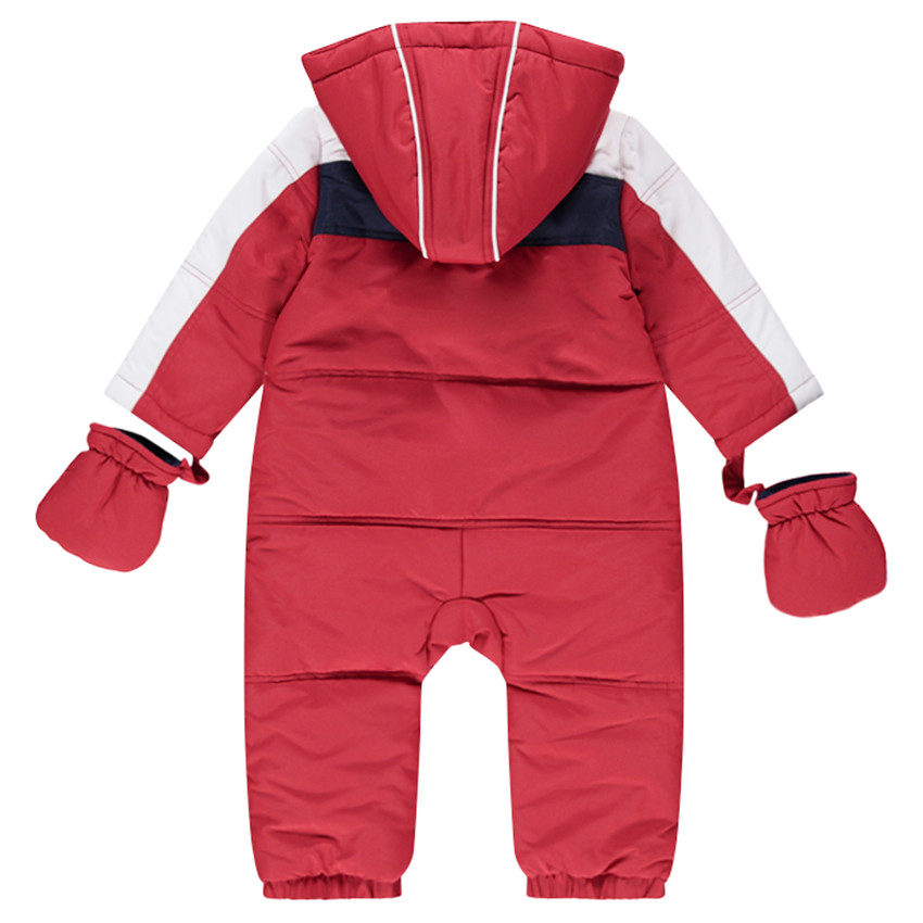 Combi-pilote de ski imperméable unie rouge doublée micropolaire 