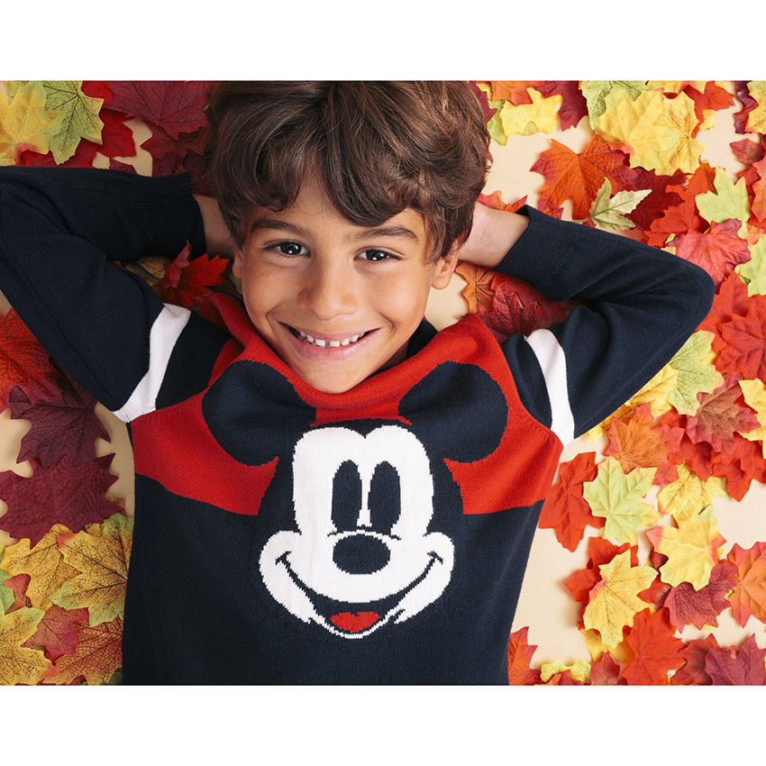 Pull en tricot bicolore motif Mickey Disney 