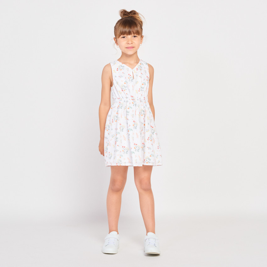 Robe sans manches en broderie anglaise fleurie pour fille 