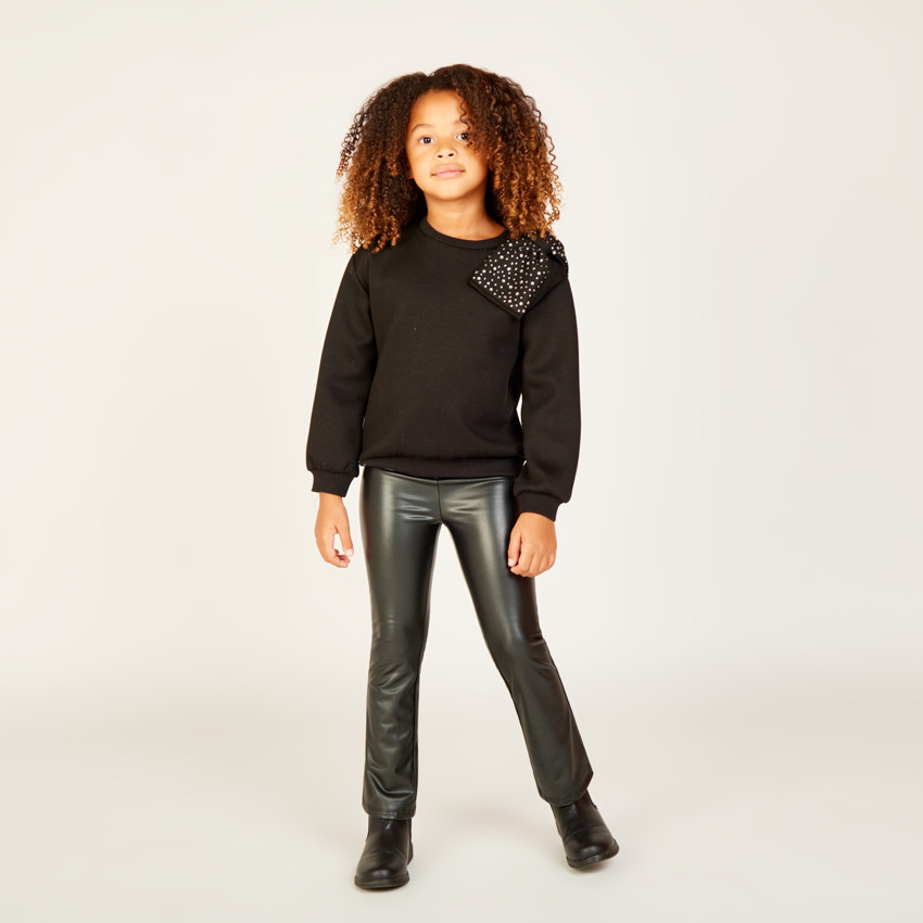 Sweatshirt met grote strass strik voor meisjes 