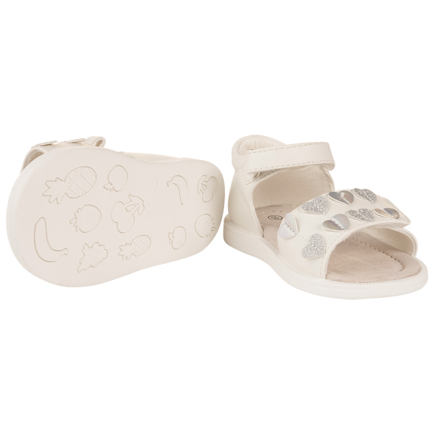 Sandales ouvertes et scratchées à cœurs pour bébé fille 