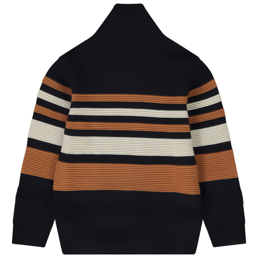 Pull rayé en tricot fantaisie et col croisé pour garçon 
