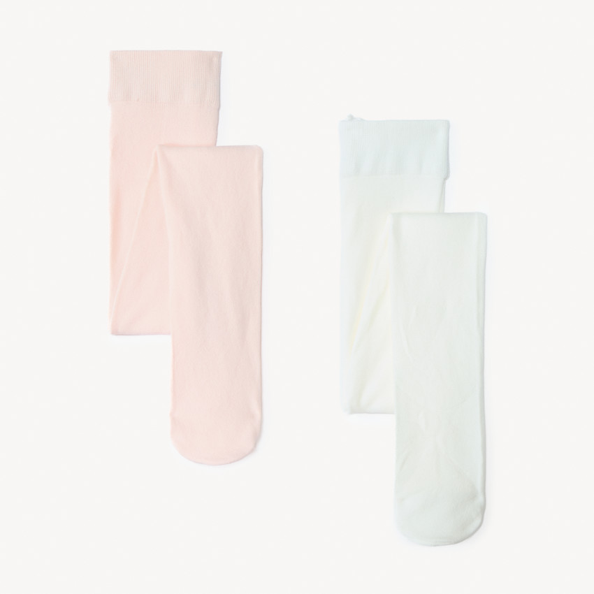 Lot de 2 paires de collants épais unis pour bébé fille 