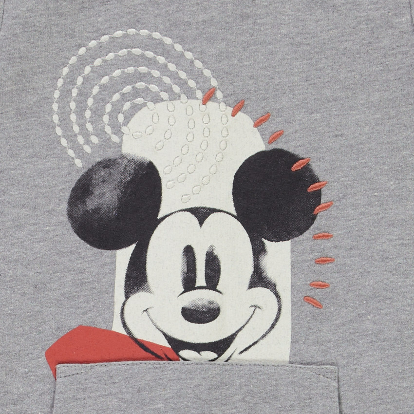 Speelpakje van gekaard molton met Disney-print Mickey voor babyjongens 
