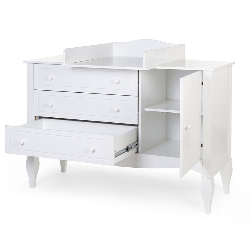 Commode 3 tiroirs + Plan  à langer Romantic - Blanc 