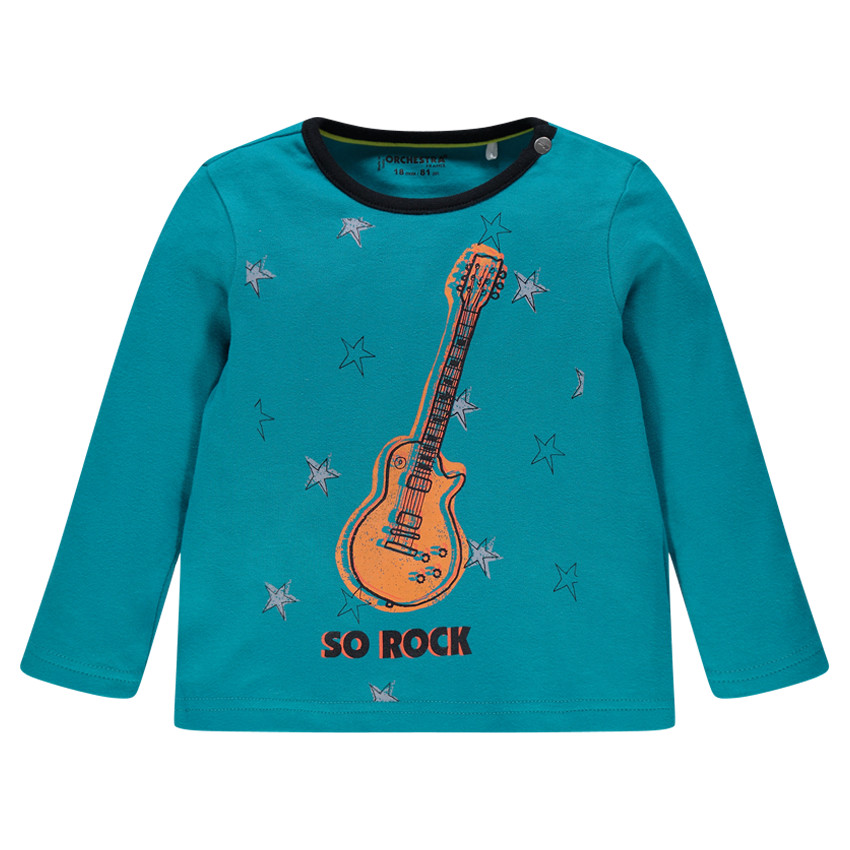 Tee-shirt manches longues avec étoiles et guitare printées 