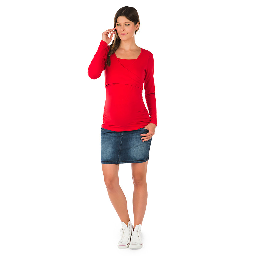 Rok voor tijdens de zwangerschap in jeans used effect en crinkle effect 