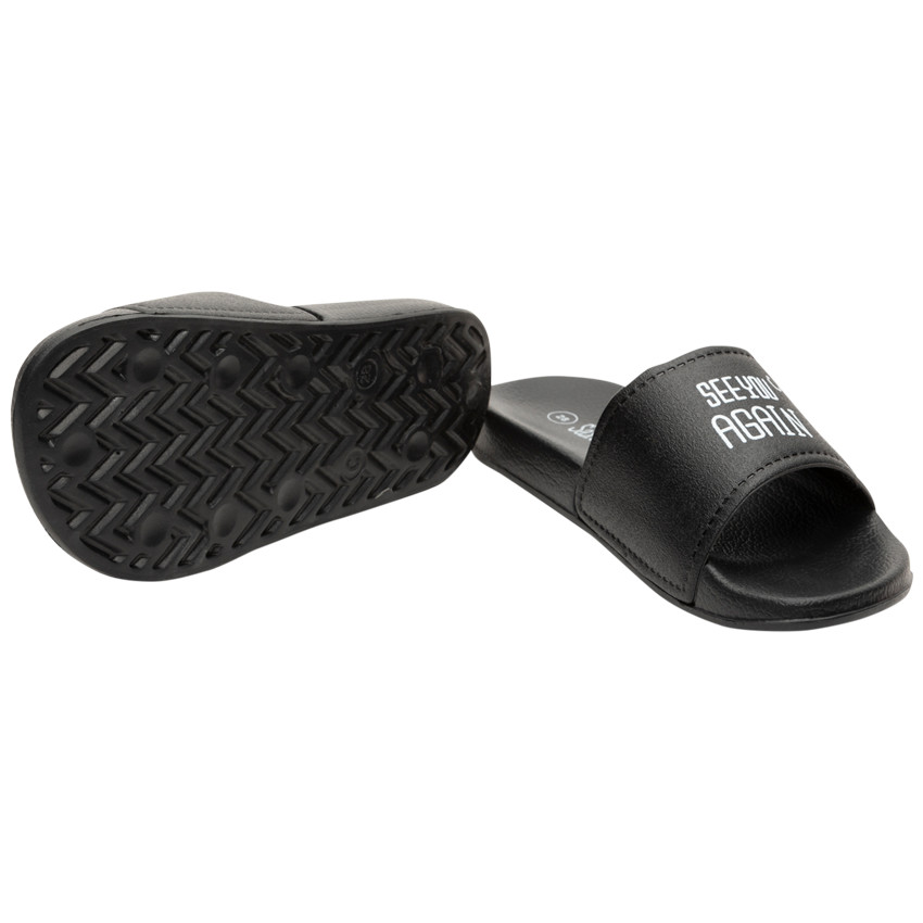 Mules à bride noire et texte printé pour garçon 