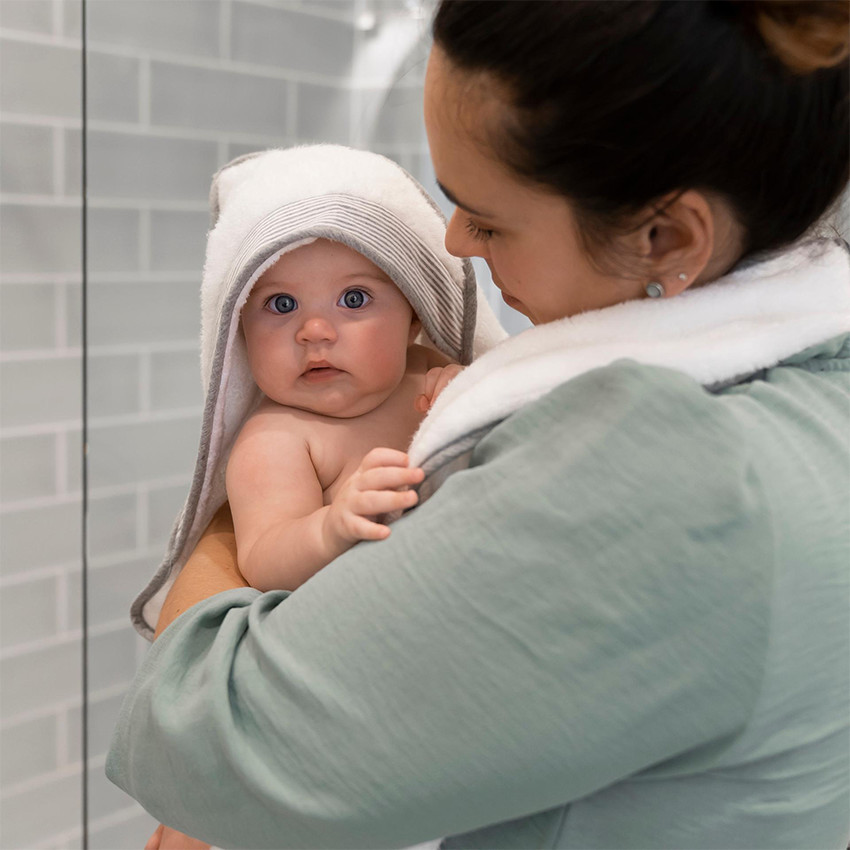 Badcape XL met bijtring Dry'n Play White 