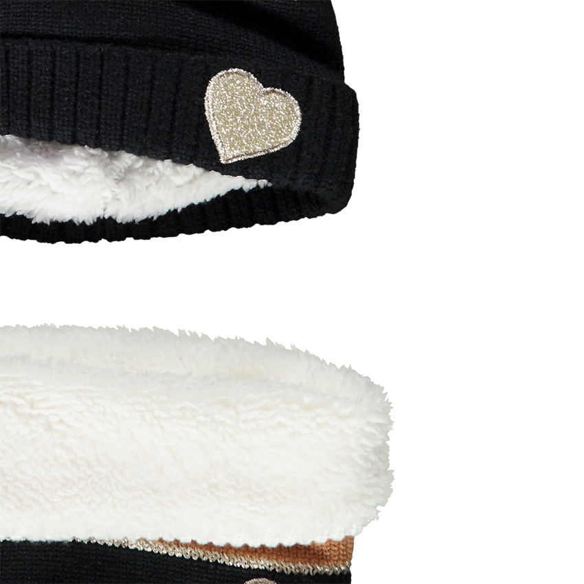 Ensemble en tricot bonnet + snood effet color block pour fille 