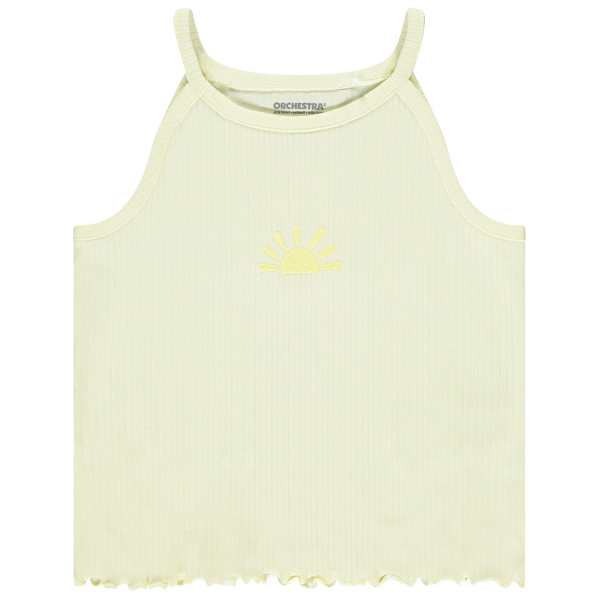 Débardeur court côtelé à broderie pour fille 